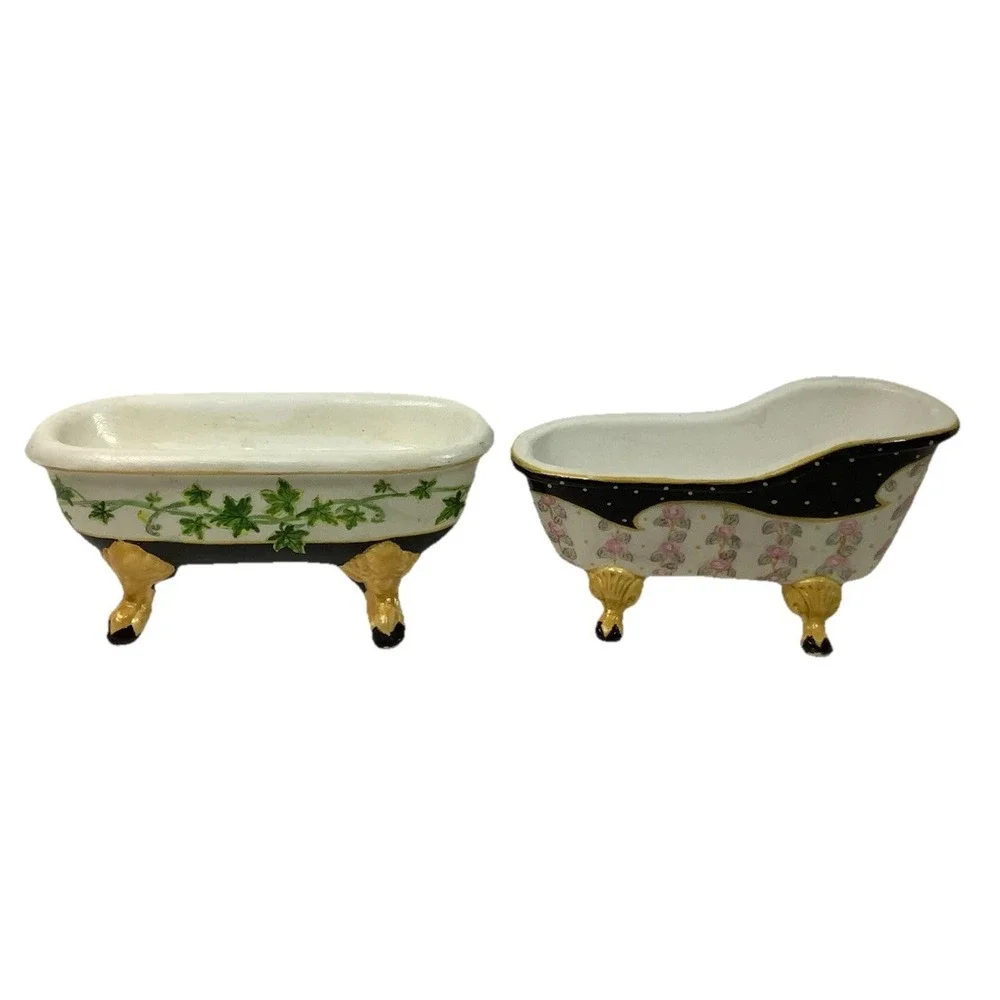 2 Vintage Hand Painted Bathtubs Soap Claw‎ foot Beautiful!